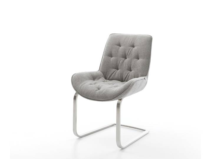 Freischwinger Taimi-Flex Strukturstoff Soft Grau Freischwinger flach Edelstahl, Esszimmerstühle