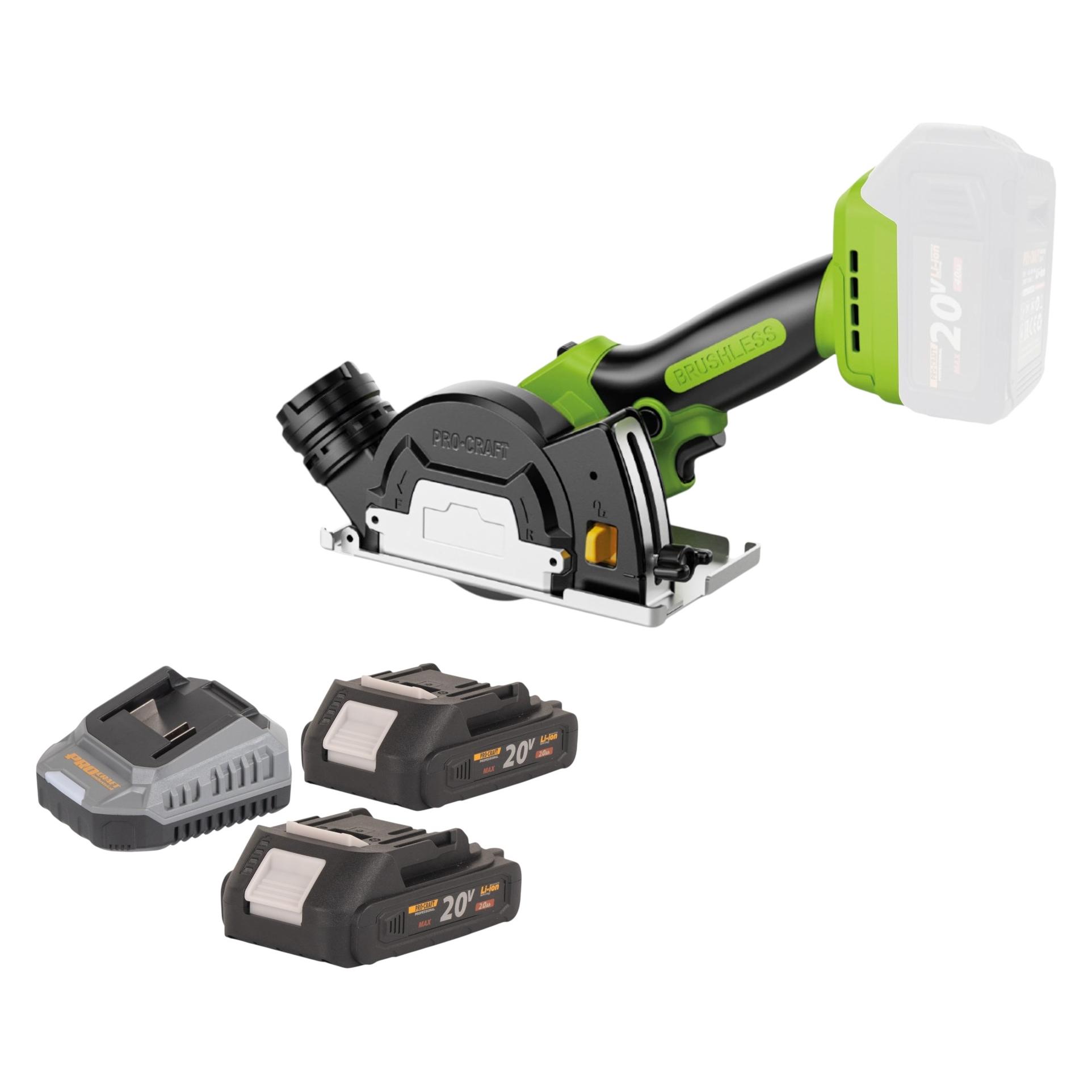 Procraft PCA16-BB Mini Akku Universalsäge 20 V 85 mm Brushless + 2x Akku 2,0 Ah + Ladegerät (PCA16-BB)