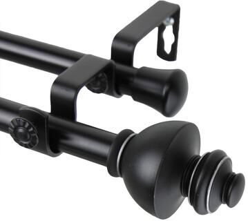 InStyleDesign Monarch Adjustable Black Double Curtain Rod Set