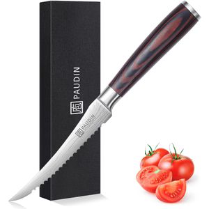 Paudin Gemüsemesser Universal Classic N15, 13 cm Edelstahlklinge mit Wellenschliff, Pakkaholzgriff