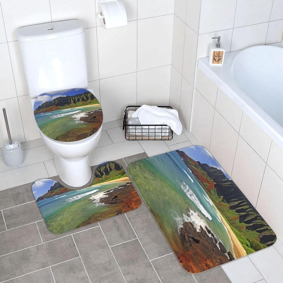 Wit Badmat Set van 3 stuks - Super absorberende badkamer vloerkleden