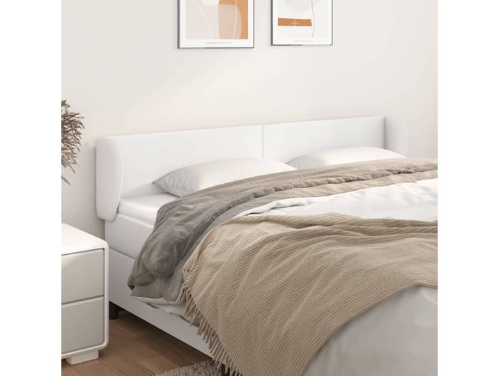 vidaXL Kopfteil mit Ohren Weiß 183x23x78/88 cm Kunstleder