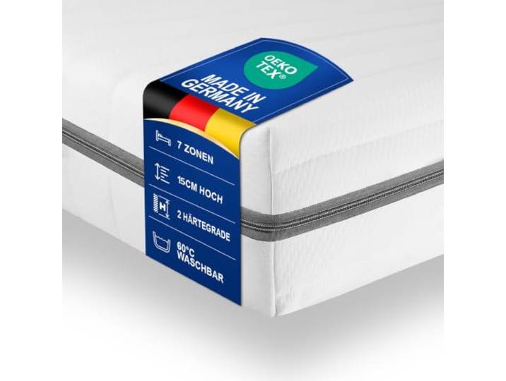 Sleepneo Matratze 180x200 - Höhe 18cm, Duo Härtegrad H2&H3 - Oeko-TEX® zertifizierte 7-Zonen Kaltschaummatratze