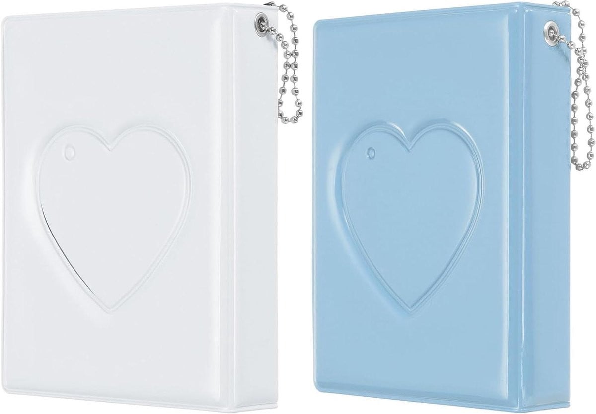 Fotokaart Binder Album met Hart Ontwerp - Blauw Wit - 3 Inch