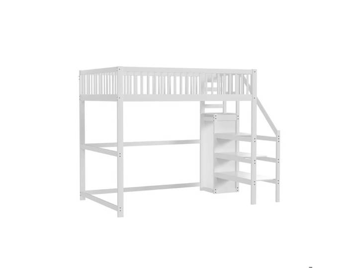 Lit mezzanine ZUONCEGLNG sans matelas rangements bois blanc 140 x 200 cm