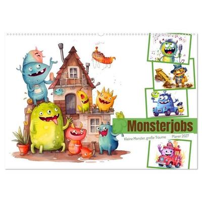 Monsterjobs - Kleine Monster, große Träume (Wandkalender 2027 DIN A2 quer), CALVENDO Monatskalender