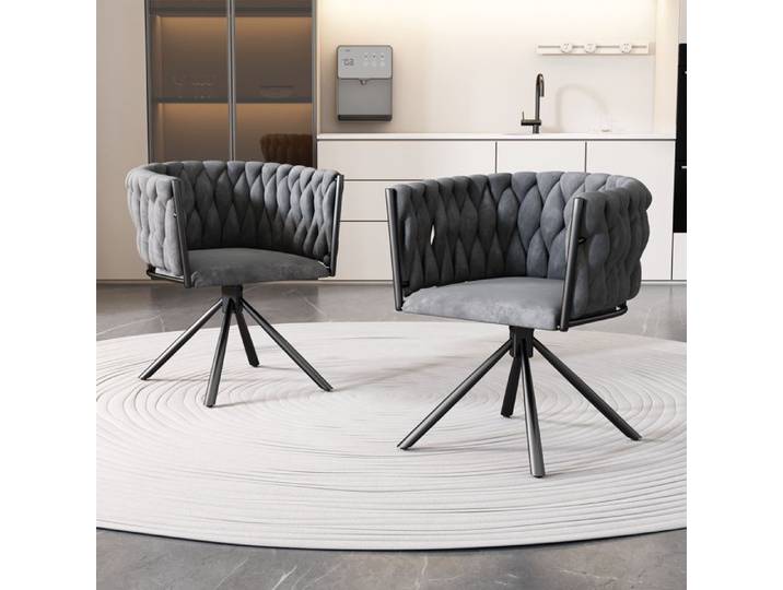 Lot de 2 Chaise de Salle à Manger en Velours - Chaise Pivotante de Salon - Chaise Pivotante de Loisirs 56x46x71cm Gris