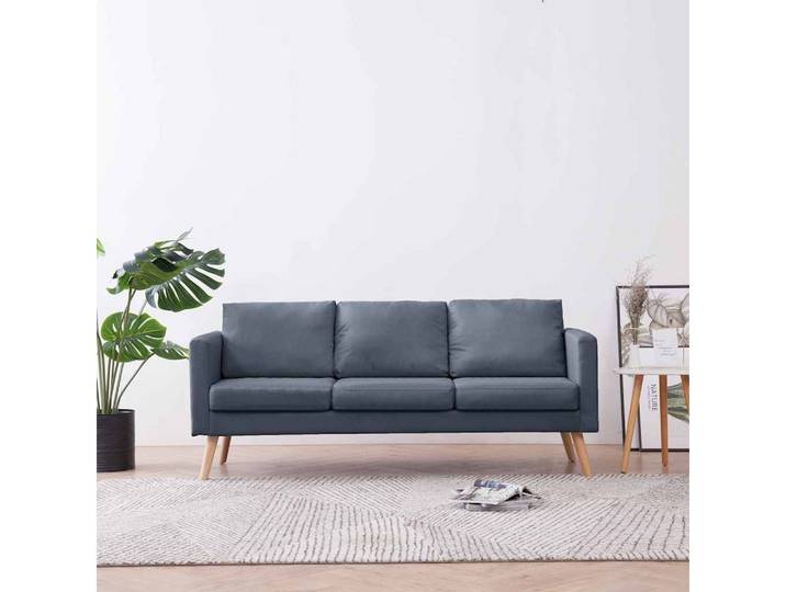 vidaXL Sofa vidaXL Sofa 3-Sitzer Stoff Dunkelgrau