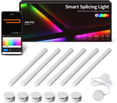 Uplift Curations 5Volts Splicing DIY RGB Smart Wall Light Voice Control LED Atmosphere Lamp white 6 Lights