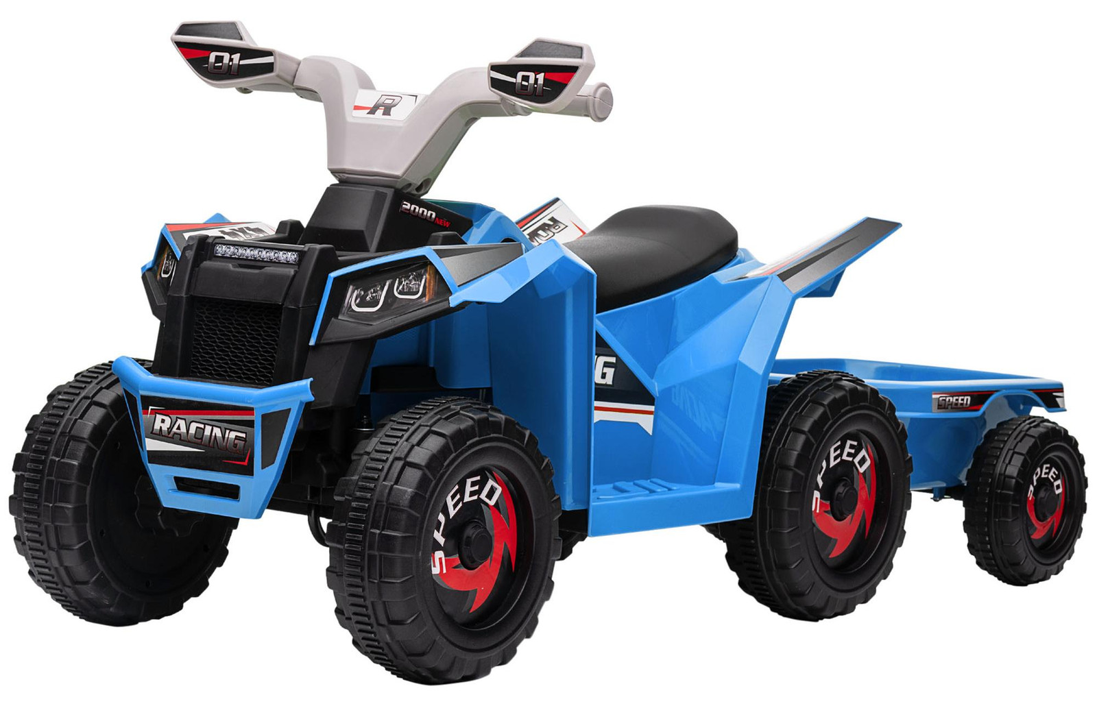 HOMCOM Elektrisch Kinderquad 6V met Aanhanger - Blauw