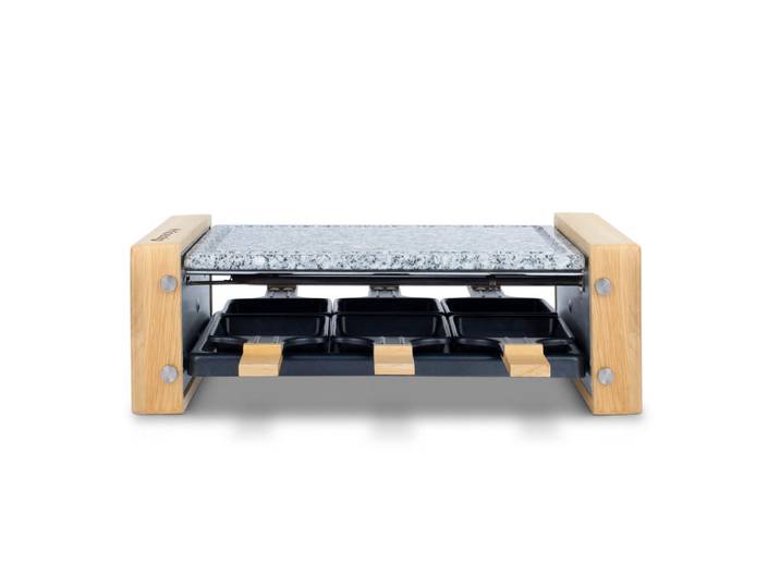 HKoenig Raclette-Gerät Wod6, Grau, für 6 Personen, Holzausführung, Naturstein, Zirbelkieferfarben, 22.5x13x38.4 cm, Kochgeschirr, Tischgrills & Fondues, Raclette-Grills