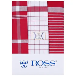 Ross 3er Pack Halbleinen Geschirrtücher Exclusiv 50x70 cm | rot - rot