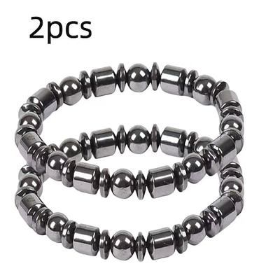 2 Stück magnetische Stretch-Armbänder mit Perlen, einfache schwarze Magnettherapie-Armbänder für Gesundheit, Gewichtsverlust, Geschenk für Feiertage und besondere Anlässe
