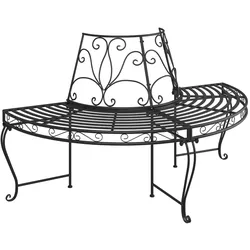 Helloshop26 - Gartenbank Terrassenmöbel halbkreisförmige Baumumrandung 160 cm Durchmesser schwarzer Stahl 02_0011819