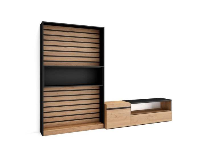 Ensemble Meuble TV Meuble Salon Complet 260x35x186cm Pour les TV jusqu'à 65  Chêne RF2532