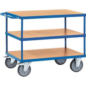 Fetra Tischwagen 2422, aus Metall & Holz, mit 3 Etagen, Tragkraft 600kg, 1000 x 700mm