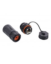InLine Patchkabelkupplung Set Cat.6A wasserdicht IP68 Kupplung für industrielle Anwendungen mit Staubkappe (69990T)