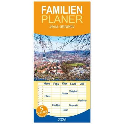 Familienplaner 2026 - Jena attraktiv mit 5 Spalten (Wandkalender, 21 x 45 cm) CALVENDO