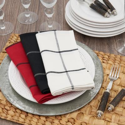 Saro Lifestyle Cotton Table Napkins With Simple Plaid Design (Set of 4)