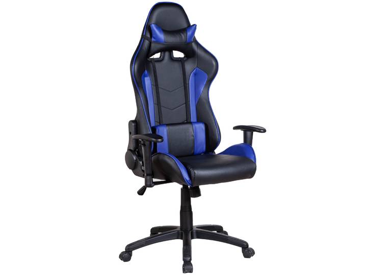 Gamingstuhl Bürostuhl Leder LIMITLESS schwarz/blau