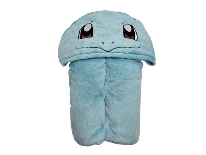 HÔMADICT – Plaid à Capuche Pokémon – Carapuce - 120x150cm – Doux & Confortable - Licence Officielle\, Bleu