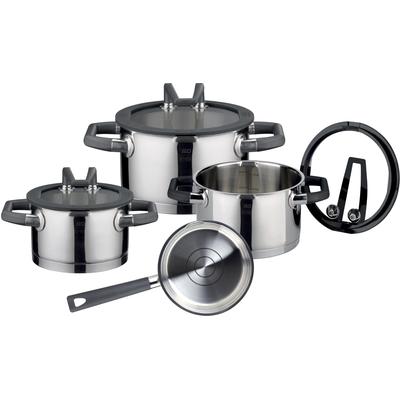 Topf-Set ELO PREMIUM "Rondello", schwarz, Töpfe, mit integriertem Öl-Dosiersystem, Induktion
