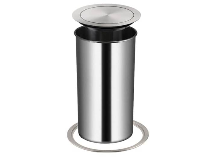 JTWWDM Integrierte Mülleimer für Die Arbeitsplatte, Schwingklappe Aus Edelstahl, Runder Mülldeckel Mit Versenkter Tülle, Eingebettete Abdeckung für Abfallschacht,Bucket 1