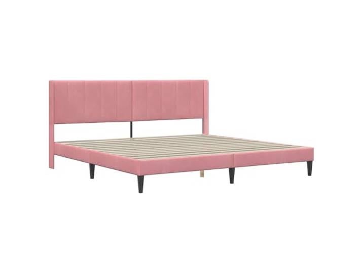 KTHLBRH Bettgestell aus rosafarbenem Samt 180 x 200 cm Langlebiges Sperrholz, feste Latten, gedrehte Beine, einfache Reinigung, Doppelbett
