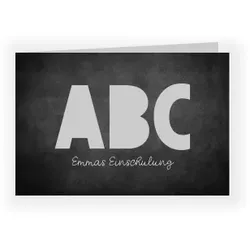 Einladungskarte Einschulung: ABC Silhouette mit Fotos in Schwarz