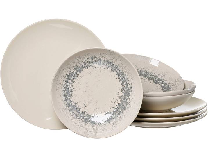 Tafelservice RITZENHOFF & BREKER Cecina , beige (creme), 8 Stk., Steinzeug, Geschirr-Sets, Tafelservice, Teller Set, Geschirr-Set, seidig schimmernde Farbglasur