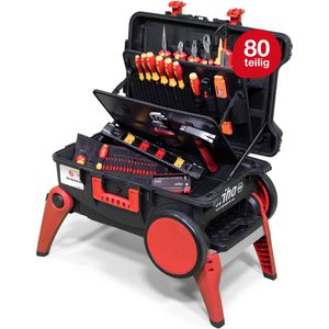 Wiha Werkzeugkoffer Set XXL 4 electric, 45734, 80-teilig, Kunststoff Klapptrolley, VDE isoliert