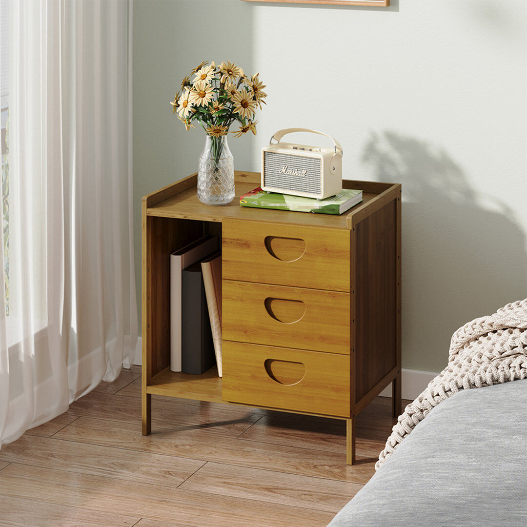 17 Stories 43 cm W Bedside Table Tawny 40cm H X 43cm W X 30cm D
