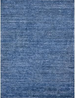 EXQUISITE RUGS Plush Hand-knotted Dark Blue Area Rug.
