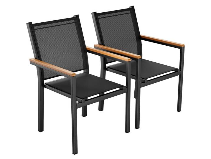Chaises de salle à manger de jardin, ensemble de 2/4/6, chaise de cuisine empilable, pieds en aluminium + textilène, charge de chaise de jardin 150kg