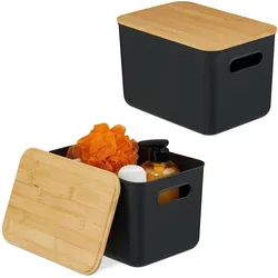 Relaxdays, Aufbewahrungsbox, 2x Aufbewahrungsbox (2x, 17.50 x 26 x 16 cm)