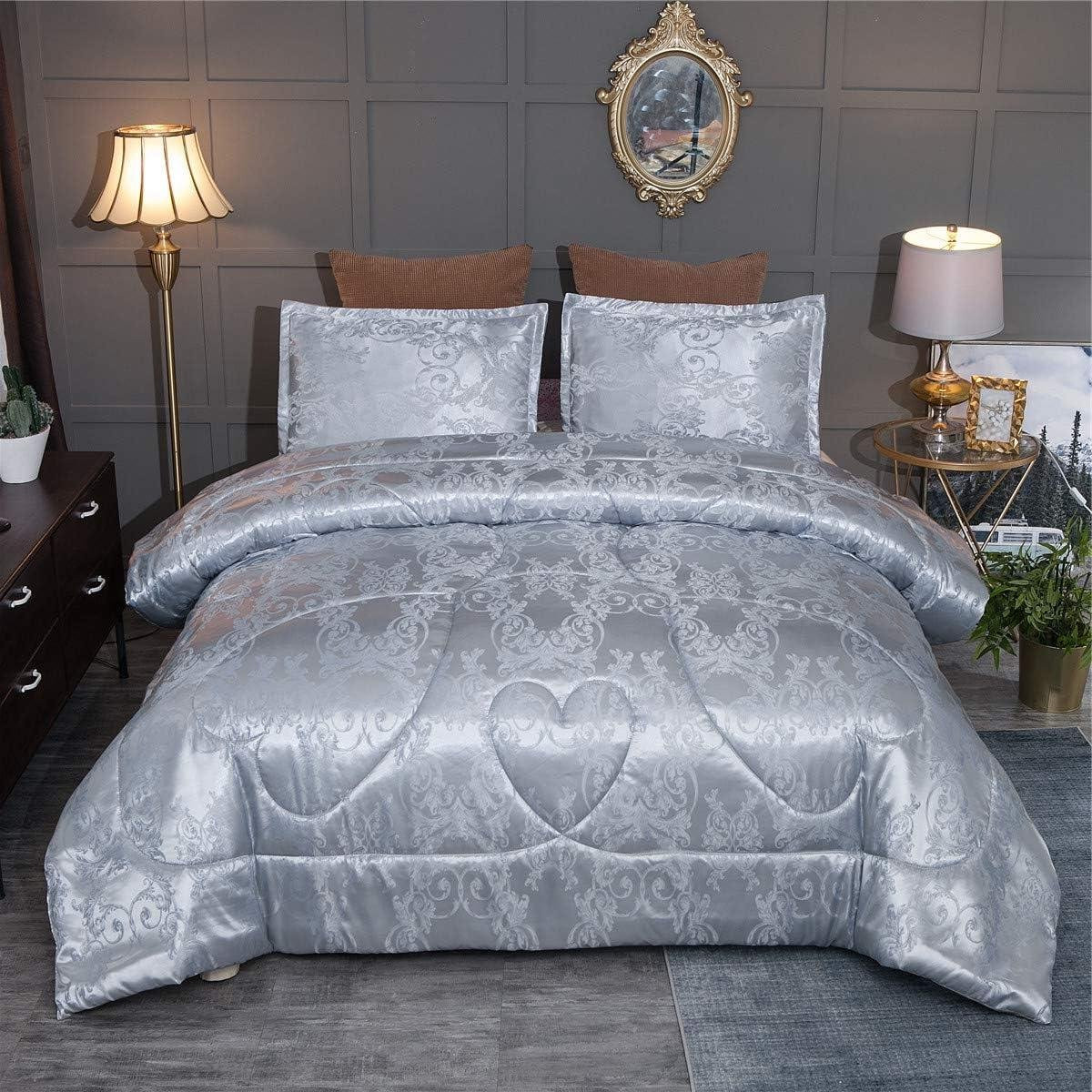 Luxe Dekbedset in Zachte Microvezel - Zijdeachtig Beddengoed - Grijs - Queen 88x88 cm