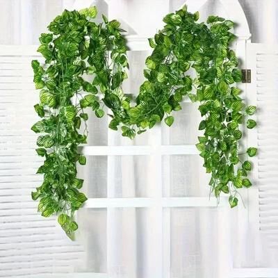 Inspired Living Lifelike Artificial Ivy Garland For Wall, Wedding, And Home Decor 100m (50string) watermelon