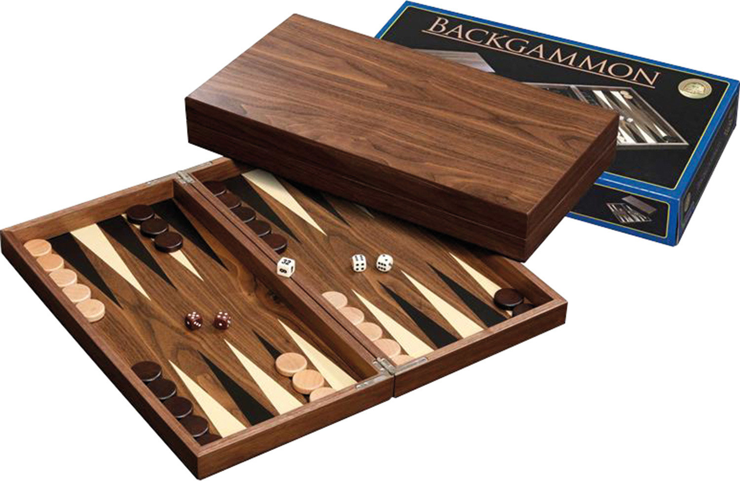 Philos Backgammon schaakbord van hout met magnetische sluiting, groot