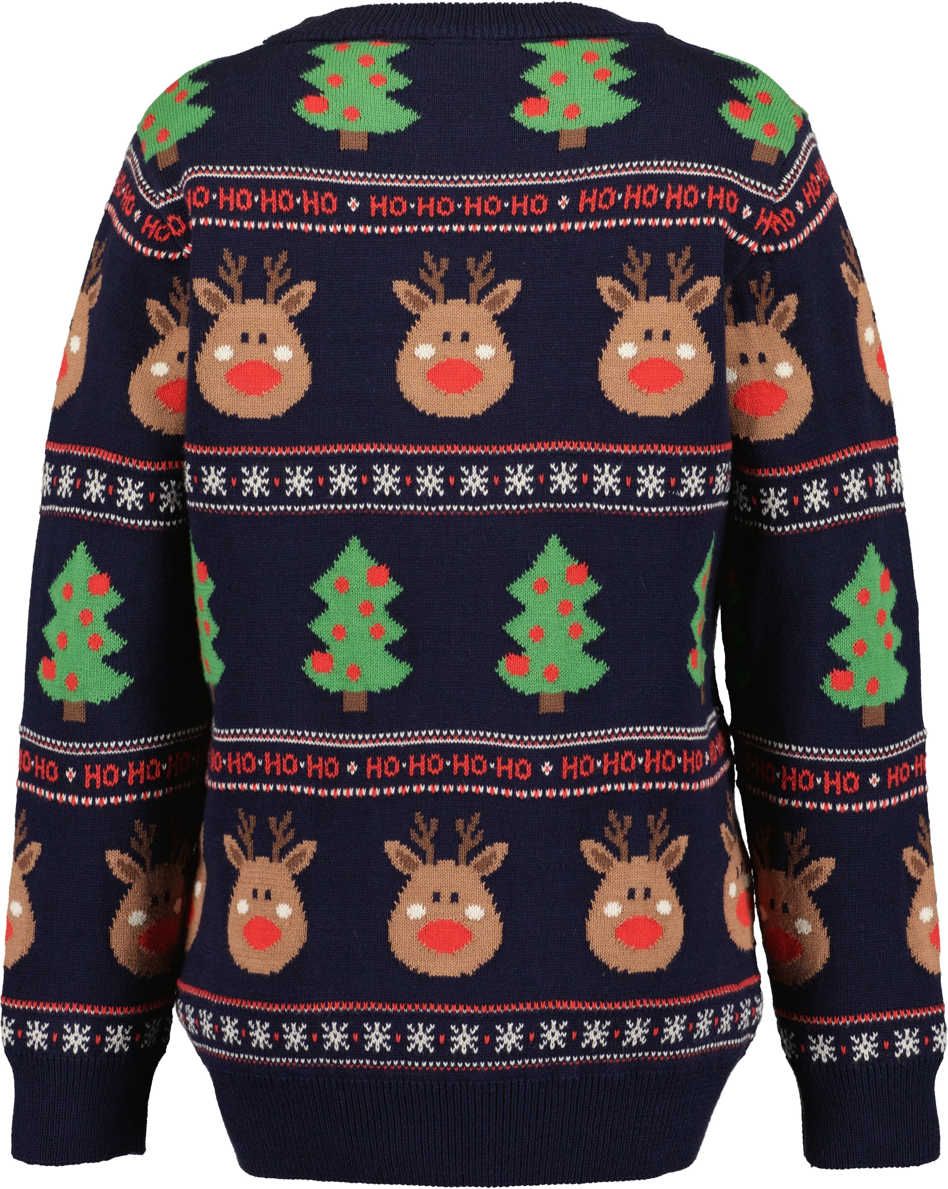 Weihnachtspullover BLUE SEVEN, Jungen, Gr. 128, nachtblau, Strick, Obermaterial: 100% Baumwolle, Jacquardmuster, Basic normal, Rundhals, Pullover Weihnachtspullover, Baumwolle nachtblau 128