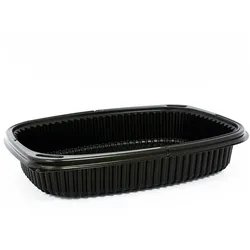 MONOUSO - Wiederverwendbare Plastikbehälter aus PP Schwarz 1250ml 25,5x18,9x4,5cm (40 Stück)
