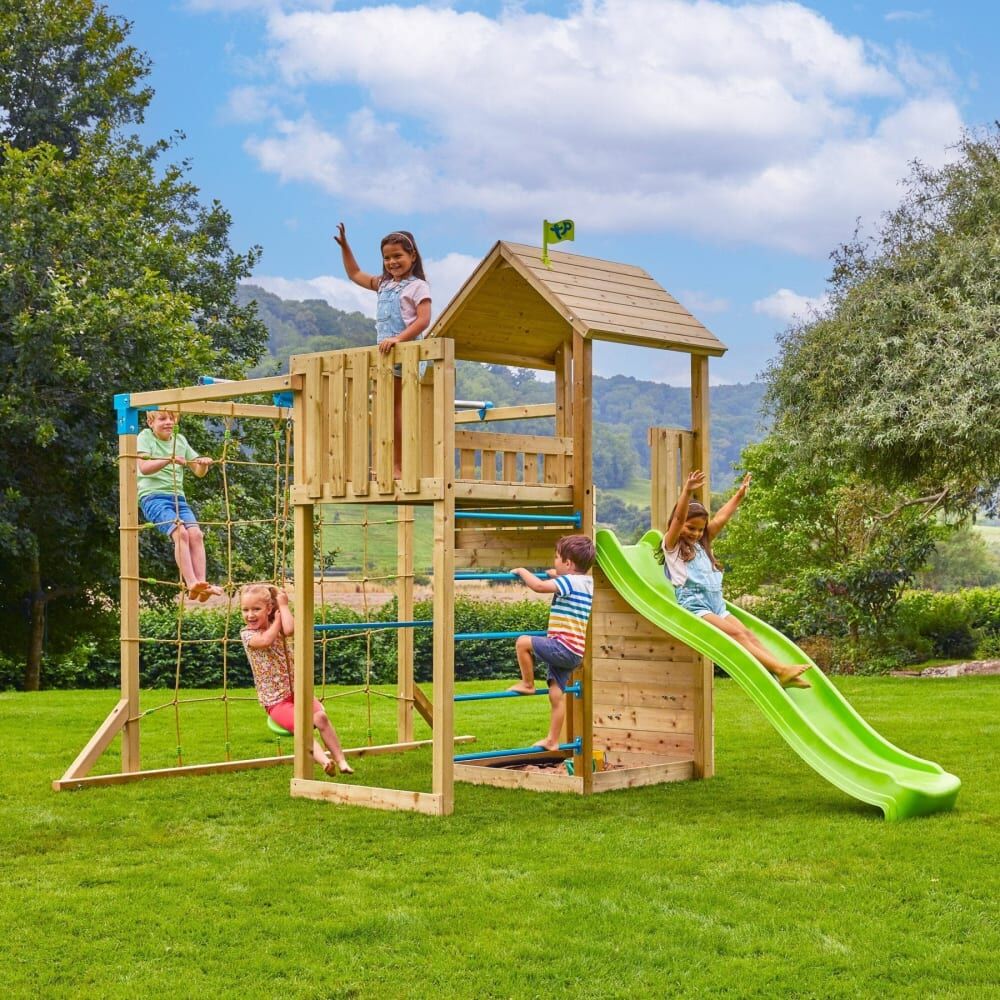 TP Toys Aire jeux double plateforme en bois marron fsc® Marron 443x270x300cm