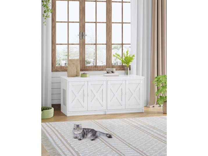 Armoire pour chat, armoire pour bac à litière pour 2 chats, armoire pour bac à litière caché, maison pour chat d'intérieur, style farmhouse