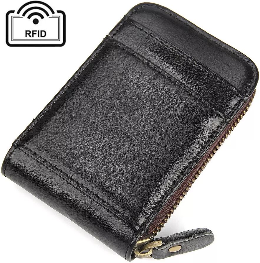 INF Kreditkarten-Etui RFID Signalblocker Echt Leder Schwarz