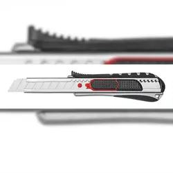WEDO 787018 Cutter 2-in-1, 18mm, automatischer Klingenrückzug und Rasterautomatik,Abbrechhilfe, TÜV geprüft
