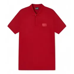 EA7 für Herren. 7M001360_AF13862 Polo Lux Identity rot (S), Lässig, Leinen, Kurzarm