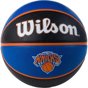 WILSON Basketball NBA Team Tribute New York Knicks, outdoor, Größe 7, blau/schwarz/orange, 600 Gramm, Trainingsball