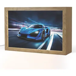 NACHTTISCHLAMPE Auto - Blau - Jungen - Kind 30x20 cm
