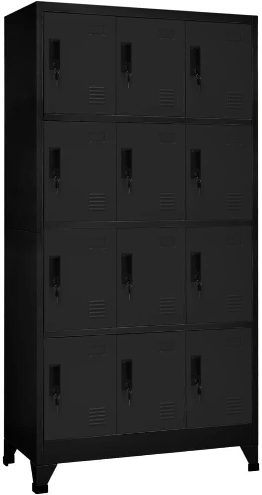 Rebrilliant Vroman Metal 4 - Tier 90cm with Key Black 180cm H X 90cm W X 45cm D