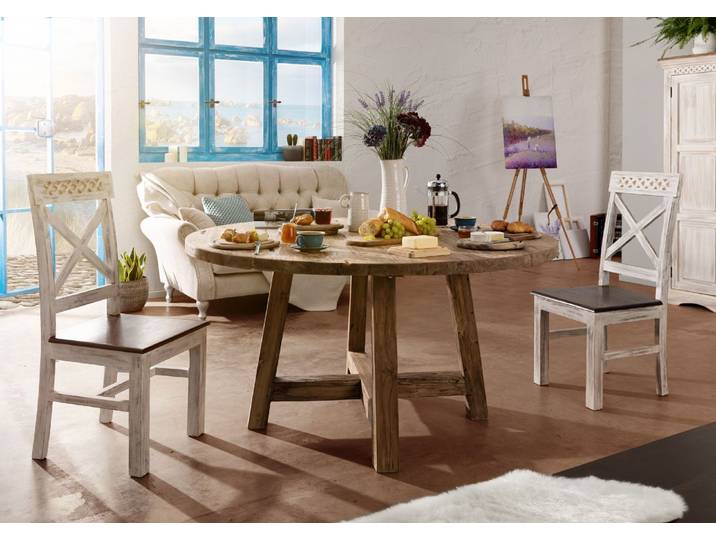 Esstisch Teak 120x120x78 natur unbehandelt BASSANO #146