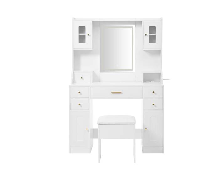 Coiffeuse blanche avec miroir 105 x 152 x 40 cm